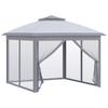 3.3 X 3.3m Pop Up Gazebo, Double Roof Foldable Canopy Tent with Zipped Mesh Sidewalls, Height Adjustable and Carrying Bag