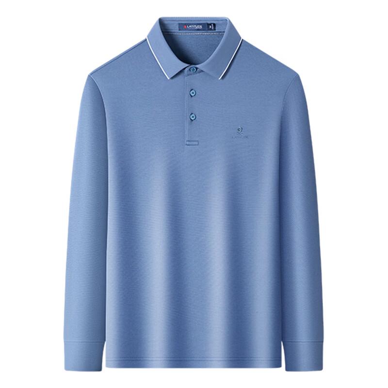 MONTAGUT Men's 10A Antibacterial Silk-Cotton Blend Long Sleeve Polo Shirt