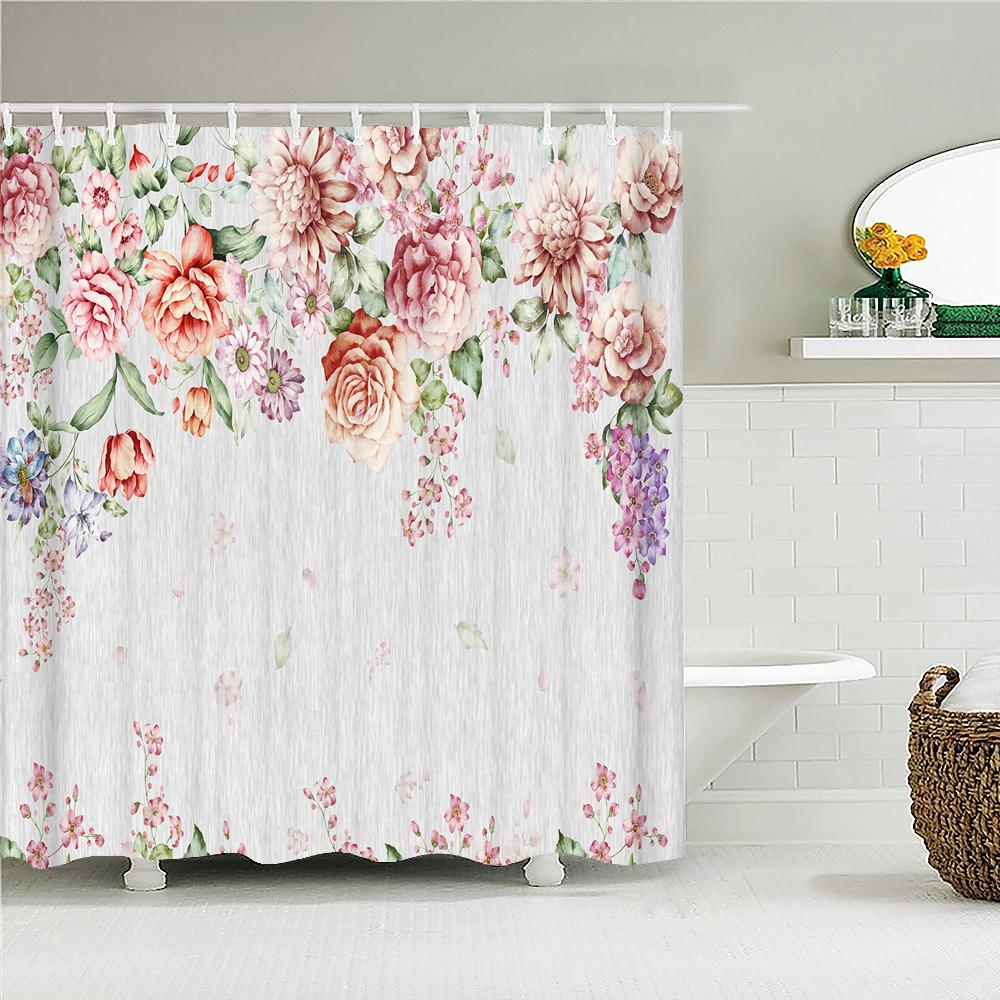 Tropical Leaves Palm Tree Bird Animals Pattern Shower Curtains Bathroom Curtain Waterproof Frabic Bath Bathroom Curtains