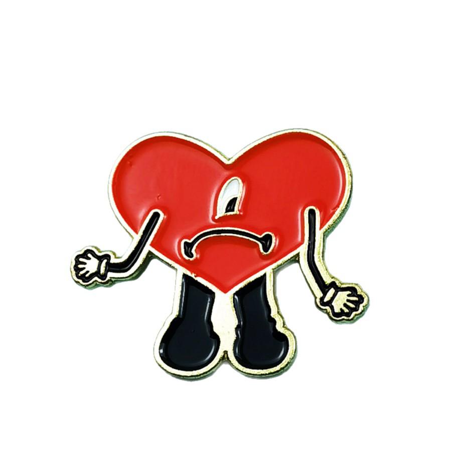 Heart-Shaped Cartoon Brooch: Cute Metal Accessory for Hats Clothing