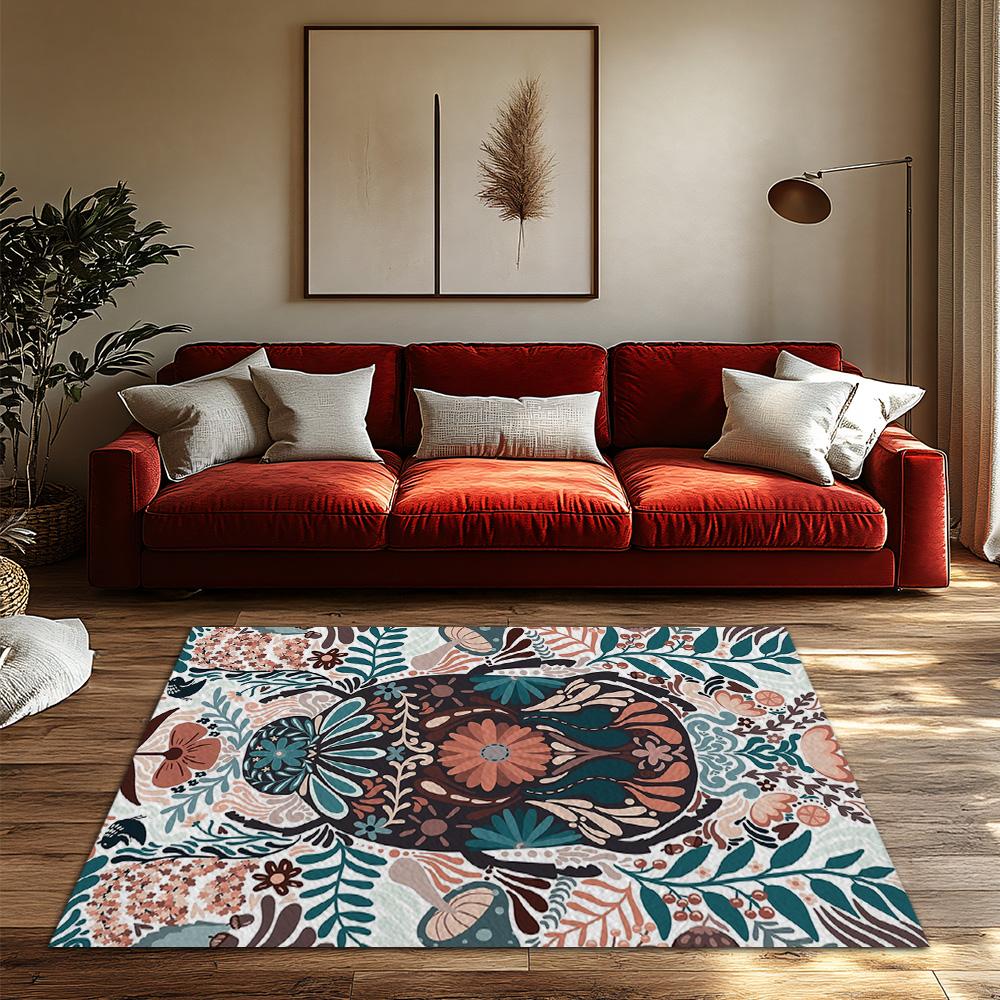 Floral Area Rug Vintage Persian Style Non Slip Washable Home Decor Living Room Bedroom Floor Mat Carpet Bohemian Chic Design