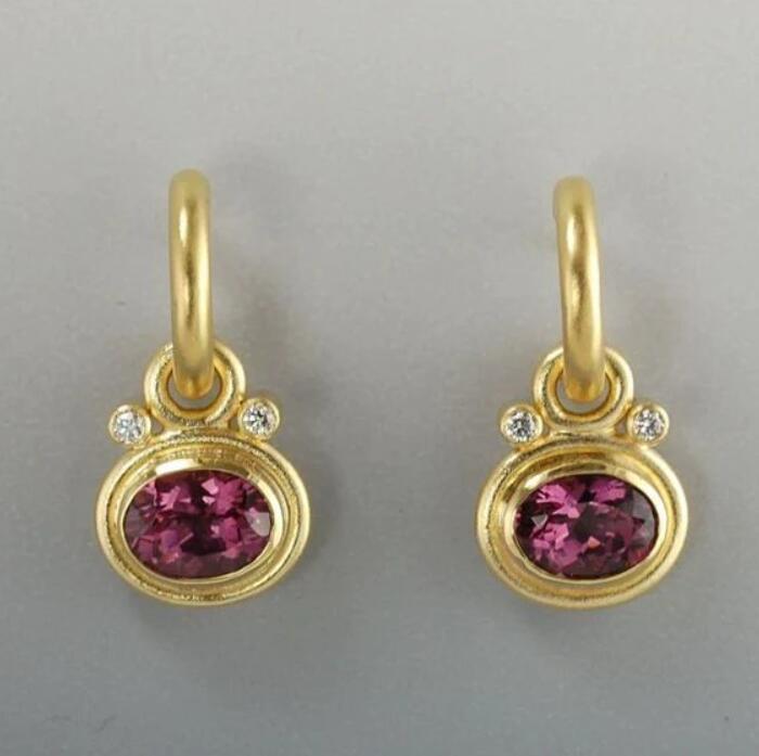 Gorgeous Gold Color Round Dangle Earrings Red Stone Earrings Party Daily Wear