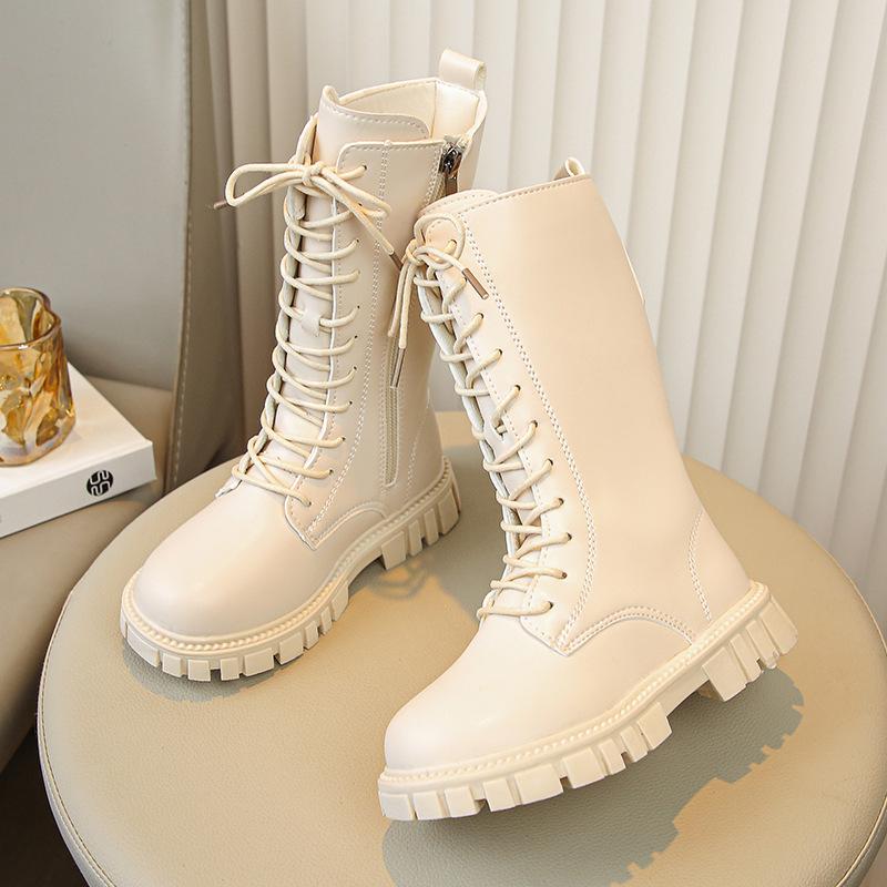 Girls boots 2026 new Martin boots children s cotton boots long boots velvet autumn and winter fashion high boots 27