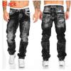 Fashion Hip Hop Blue Straight Jeans Men Baggy Pants Retro Streetwear Wash Man Loose Wide Leg Denim Trousers