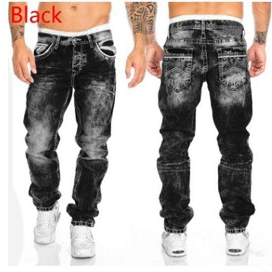 Fashion Hip Hop Blue Straight Jeans Men Baggy Pants Retro Streetwear Wash Man Loose Wide Leg Denim Trousers