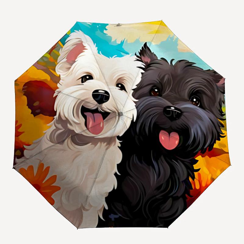 

1PC Puppies Flowers Automatic Opening And Closing, Sturdy Iron Frame, Portable Folding Design, Suitable For Men And Women In All Seasons54