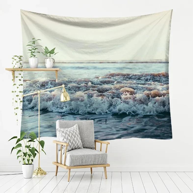 Wave Beach Boat Pattern Hanging Cloth Home Wall Decoration Tapestry Bedroom Living Room Tapestry