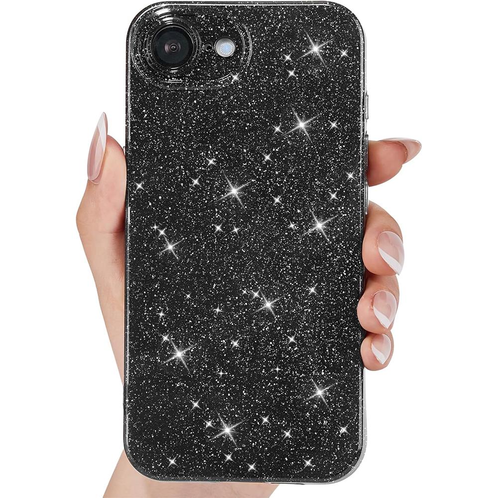 

Роскошный чехол для телефона с блестками для Iphone 17 Air 16 E 15 Pro 14 Plus 13 Pro Max 12 Mini 11 X Xs Xr 8 Se 2020 Блестящий Милый Чехол для Телефона iphone 17 pro max чёрный