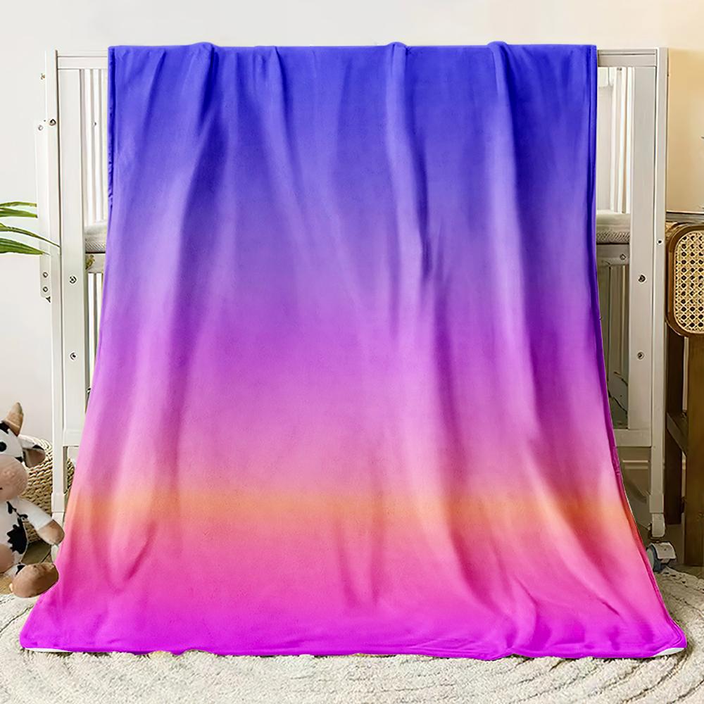Flannel Blanket Dopamine Gradient Soft Warm Thin Bed Sheet Sofa Cover Artificial Fur Plaid Blanket