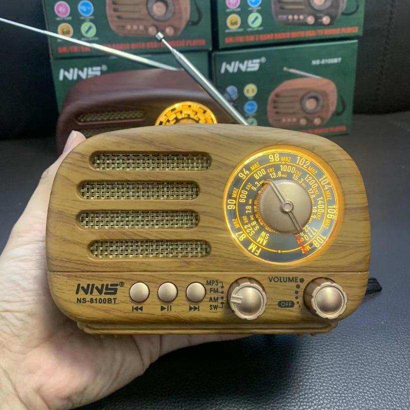 Klassisches Retro UKW AM Radio Desktop-Empfänger Wiederaufladbar Tragbar MP3-Radios Stereo 3W Bluetooth-Lautsprecher AUX USB