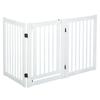 Freestanding Dog Gate, Foldable Pet Fence, Indoor Barrier, Stair Gate with Support Feet, 155 x 76 cm, White