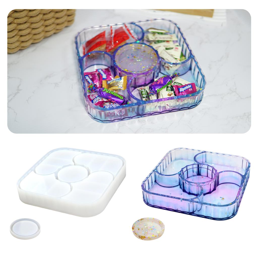 WTEMPO Fruit Storage Compartment Tray Dropper Mold Table Creative Fruit Tray Storage Box Silicone Mold