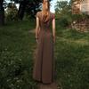 2025 Summer Fashion: European & American Short Sleeve Slimming Maxi Dress
