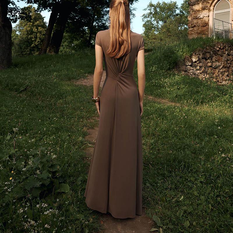 2025 Summer Fashion: European & American Short Sleeve Slimming Maxi Dress