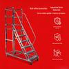 304 Stainless Steel Mobile Platform Ladder with Detachable Safety Feature
