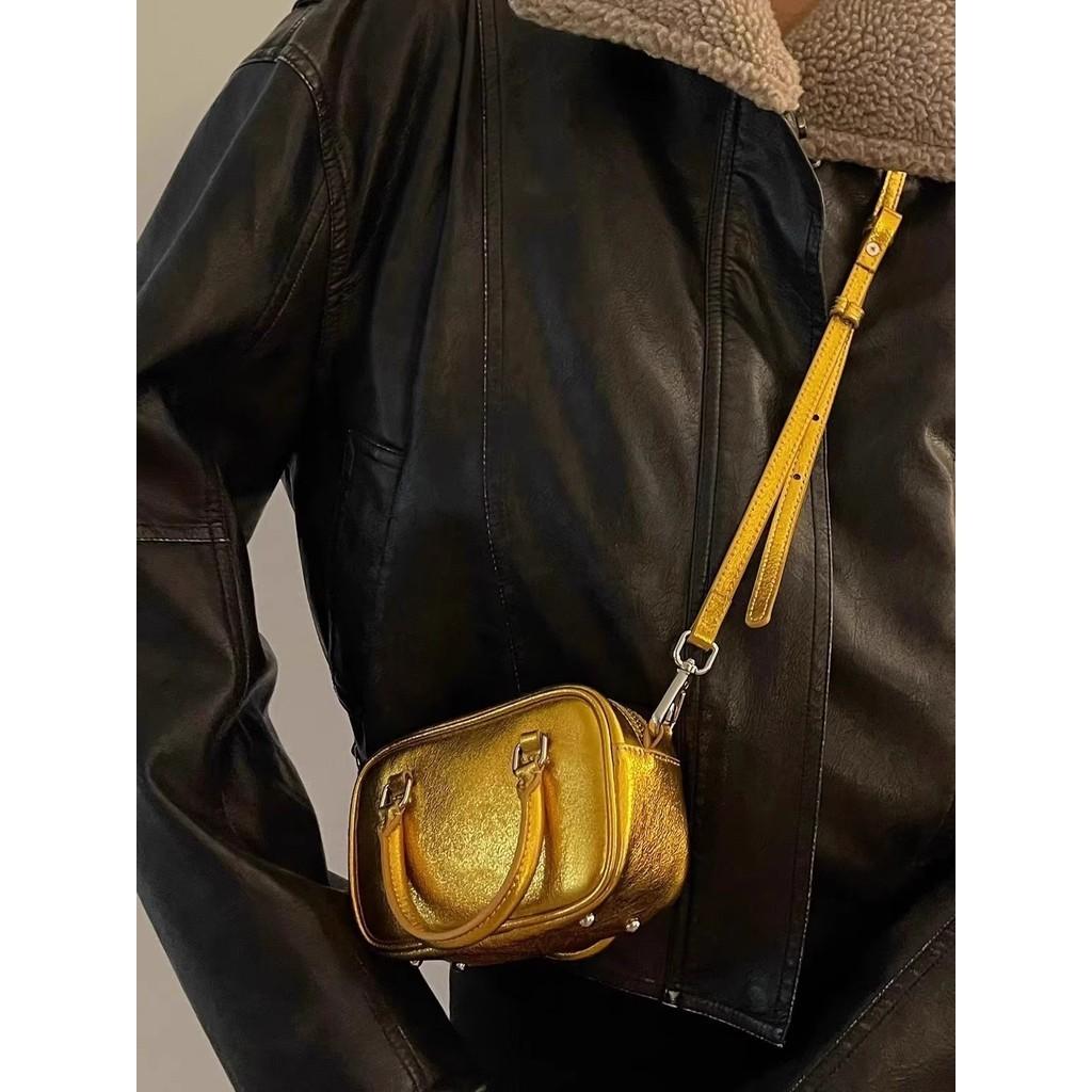 IELGY Женская модная золотая маленькая квадратная сумка для боулинга — фото 8