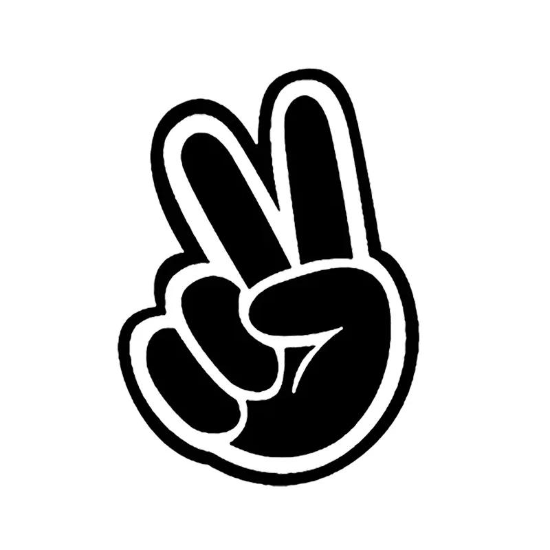 

Peace Victory Sign V Gesture Funny Car Sticker Auto Body Bumper Windows Motorcycle Laptop Walls Vinyl Film Decal Car Accessories 1Pc