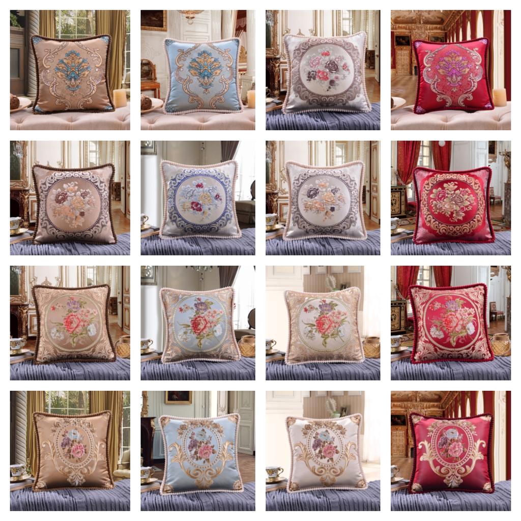Flowers Embroidery Cushion Cover Embossed Pillowcases Bead String Jacquard Cushion Covers for Living Bedroom Home Decor