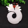 Antique Afghan White Jade Universe Good Luck Pendant with Recurrent Pattern Sweater Chain