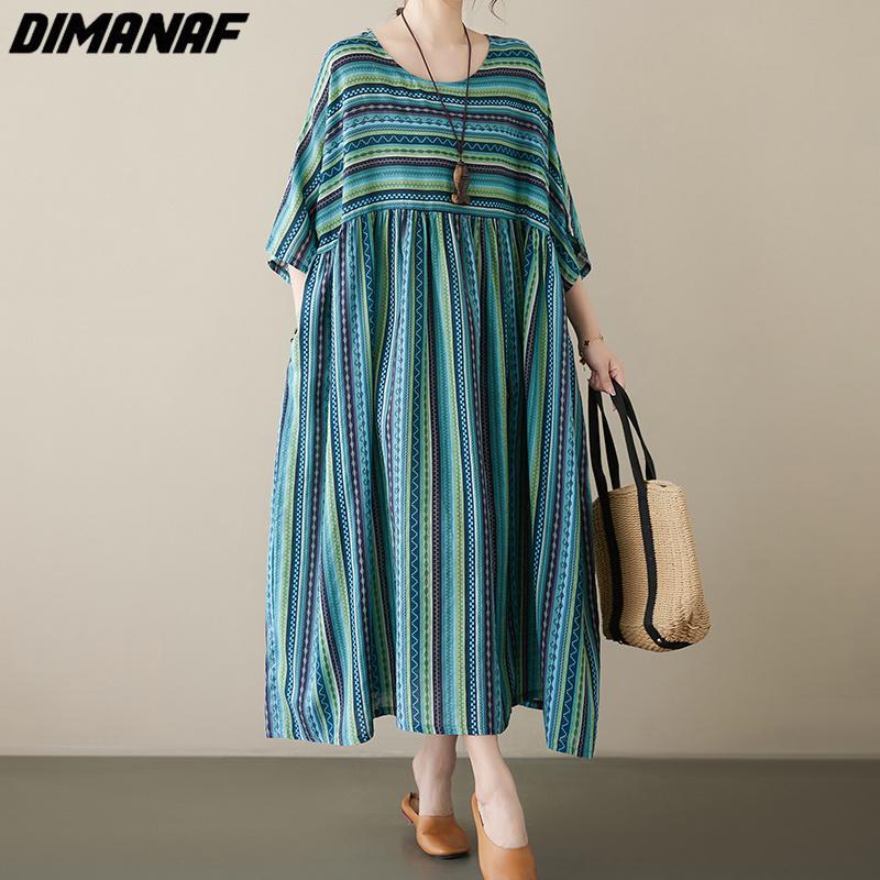 DIMANAF Plus Size Mujer 2023 Vestido Nuevo Estilo Verano Vestido