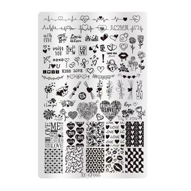 Nail Stamp Plate Nail Art Templates Heart Flower Nail Art Plates for DIY Nail Art Decorations Nails Art Stamping Plates