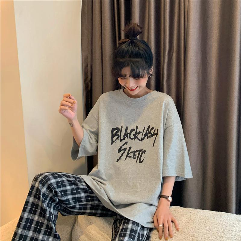 Vintage Buchstabenprint Lässiges Oversize T-Shirt Sommer koreanisch Kurzarm T-Shirts für Damen Kleidung Harajuku Studenten Y2k Oberteile Streetwear