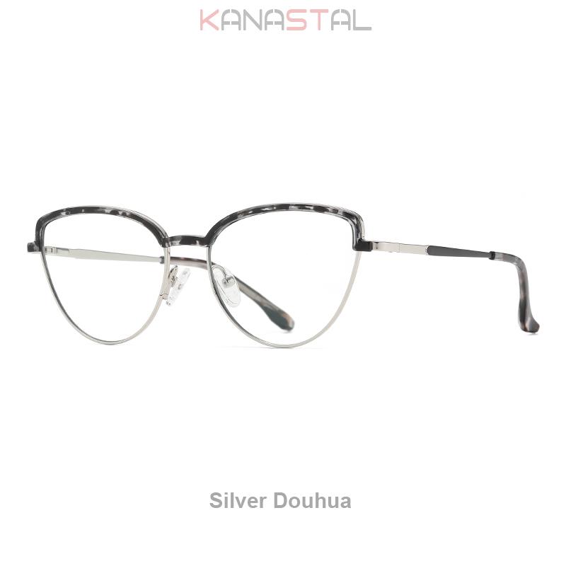 Reading Glasses Women Prescription CR39 Lenses Myopia Eyewear Blue Light Blocking Computer TR90 Metal Cat Eye Eyeglasses Frame