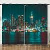 Curtains City Architecture Landscape 3D Digital Printing Blackout Curtains No Punching
