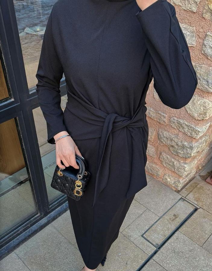 

2024 Elegant Slim Fit Lace-Up Cotton Midi Dress Extra Large