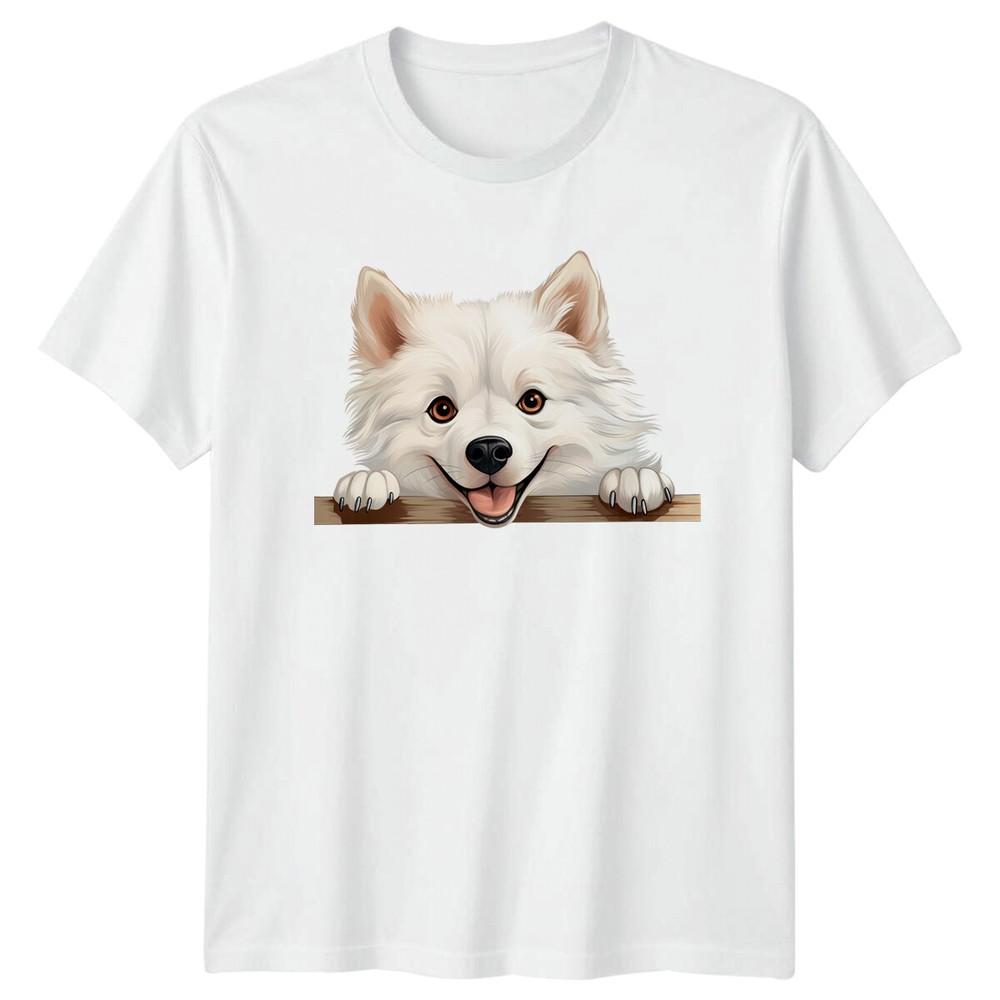 Cute Smiling Samoyed Peekaboo Dog Breed Pet Animal Graphic TShirt S