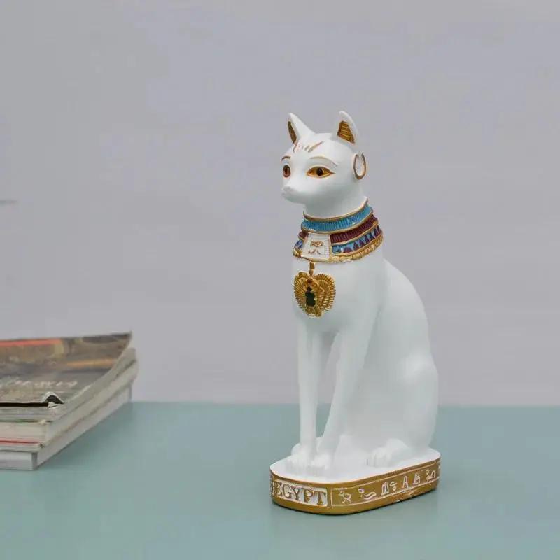 Statua Forma Gatto Egiziano Resina Decorazione Vintage Casa Auto Scrivania Ornamento Statuette Miniature Decorazione Artigianato Decorazione Casa