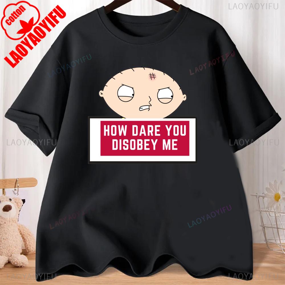 FMILY GUY Stewie Tattoo Brian Cartoon FMILY GUY Bedrucktes T-Shirt für Fitnesstraining, Joggen und Outdoor-Aktivitäten