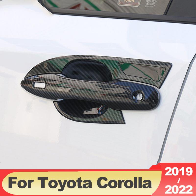 ABS Carbon Fiber Car External Door Handle Bowl Covers Trim Sticker For Toyota Corolla E210 2022 12th Accessories
