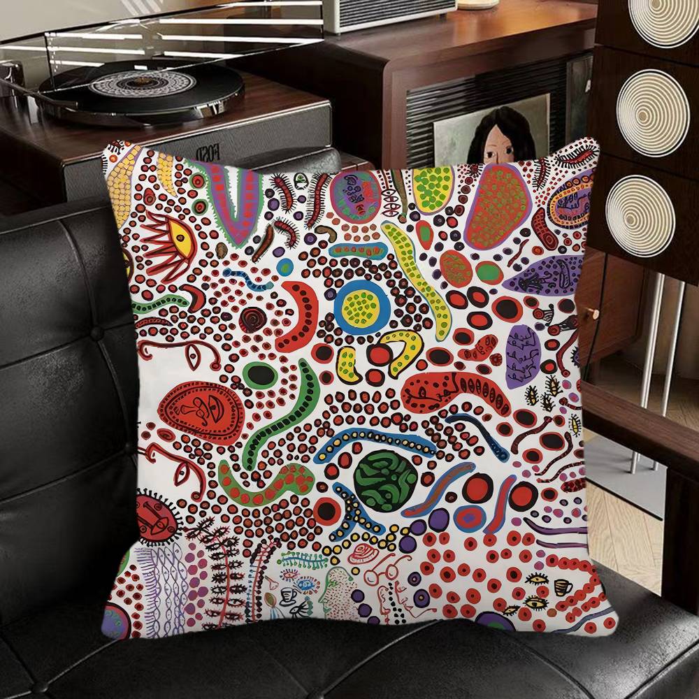 Yayoi Kusama Art Exhibition Pumpkin Flower Wall Art Pillow Case Square Pillow Bedroom Sofa Leisure Comfort Cushion Car