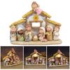 Charm Nativity Scene with LED Illuminates Table top Figurines for Christmas Indoor Display Christian Faith Decors