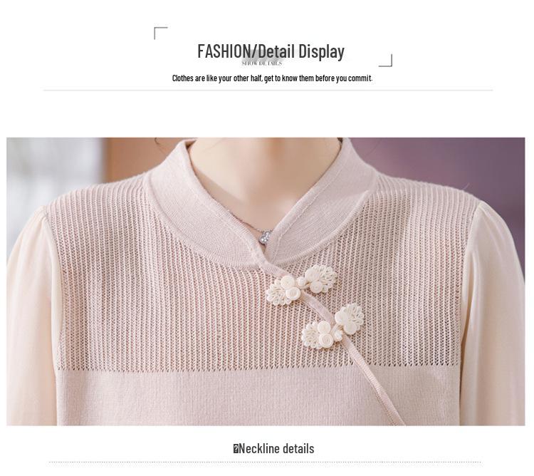 Mom's Spring Fashion Long-Sleeve Knit Top Set for Middle-Aged & Elderly Women