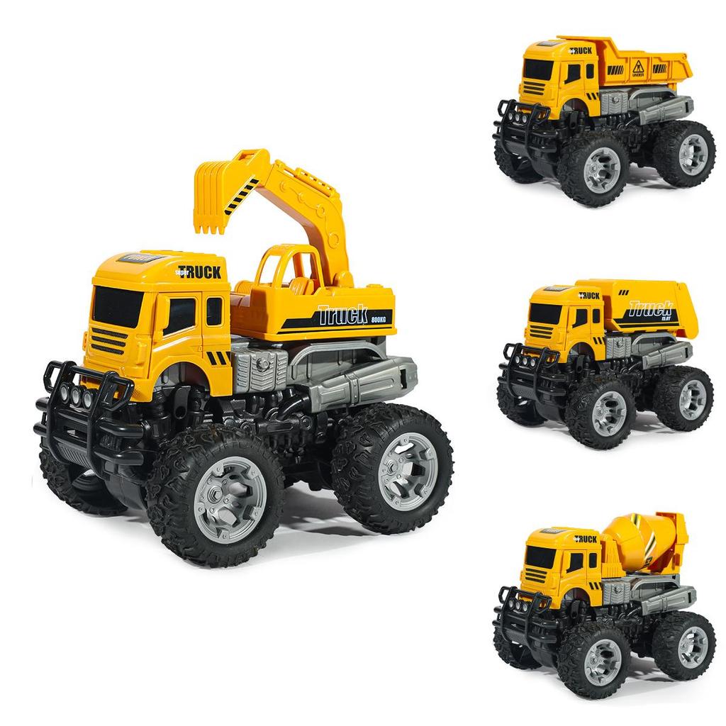 Childrens Engineering Vehicle Excavator Crane Mixer Truck With Inertial Drive For Learning And Play