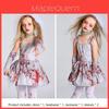 Costume di Halloween per Bambini e Adulti Spaventoso Vestito da Sposa Fantasma Grigio Macchiato di Sangue con Pizzo e Gonna in Tulle