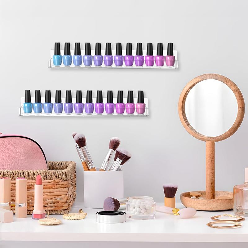Acrylic Nail Polish Rack Wall Mounted Lipstick Nail Polish Bottle Holder Organizer Nail Paint Display Stand Shelf With Screws