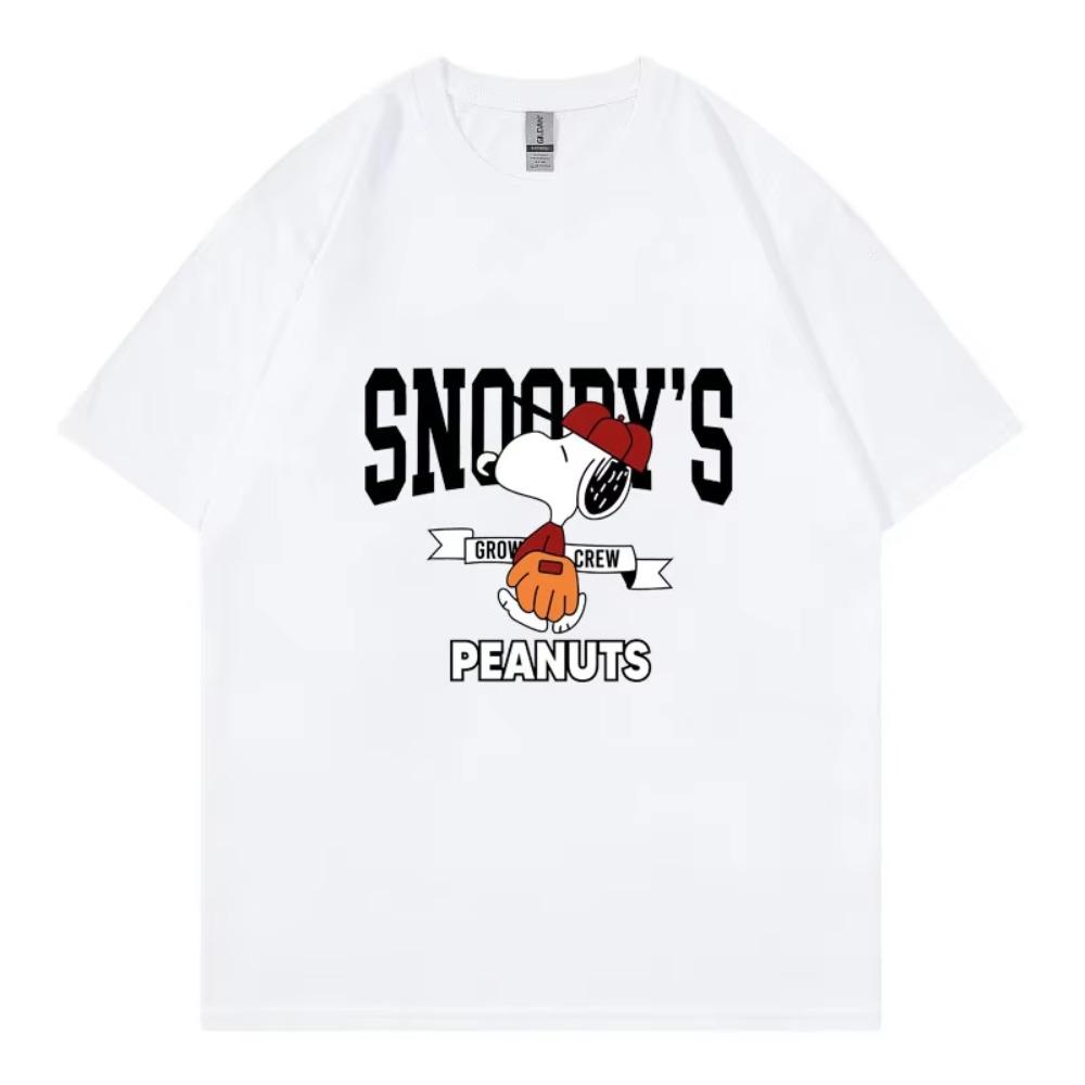 Snoopy Peanuts Pink Unisex Women Tshirt Summer Short Sleeve Cotton Unisex Tee Shirt Tops Cartoon Anime Fashion Clothes Tops