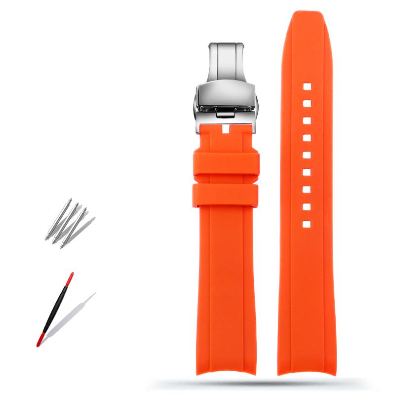 20mm 22mm Curved End Rubber Watchband For Casio Swordfish Seiko Tissot Omega Waterproof Silicone Sport Watch Band Bracelet Strap