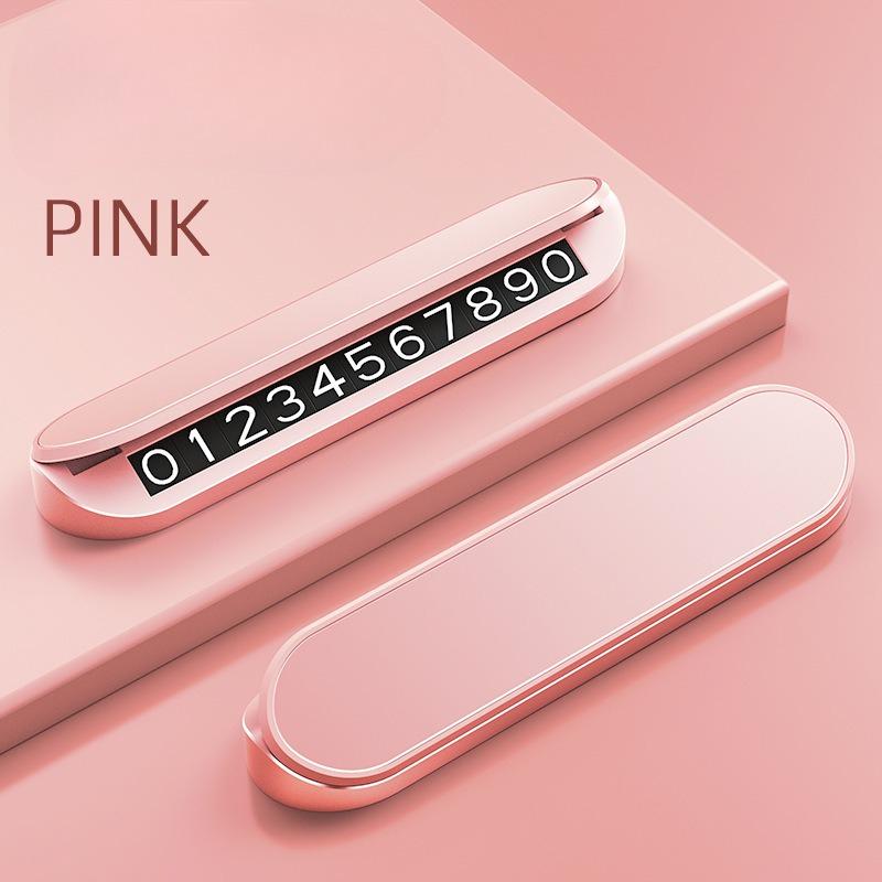 1Pc Car Temporary Parking Number Plate Hidden Car Phone Plate Car Metal Parking Card Ornament Gift