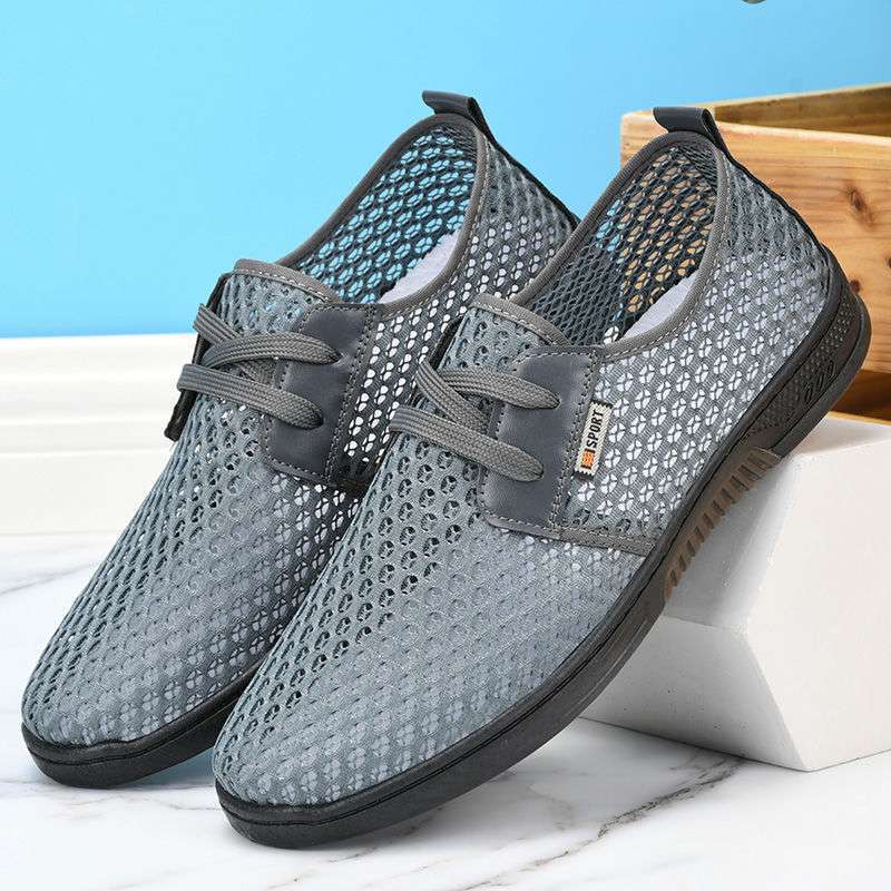 2025 summer new men's net shoes light breathable hollow mesh shoes soft sole non-slip light casual shoes men's sandals