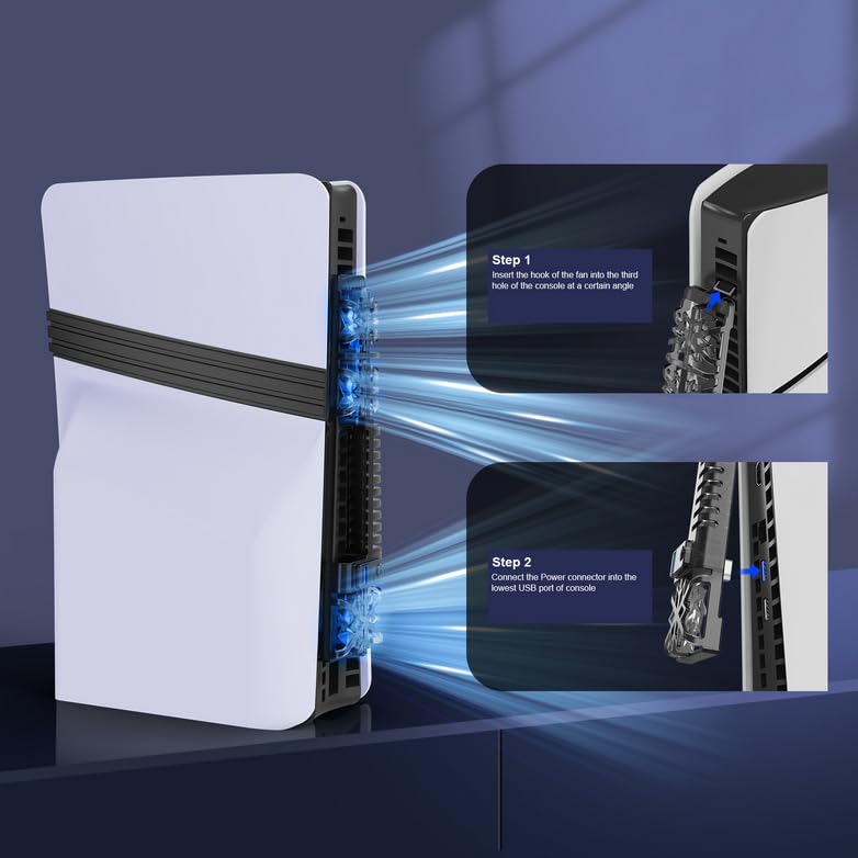 PS5 Cooling Playstation Multifunctional Cooling 3 Levels of Wind Speed LED USB Memory External Cooling Easy to Rapid Heat High Performance Cooling Fan
