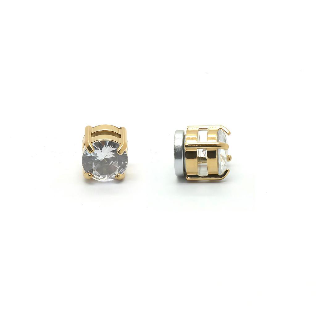 Zirconia Magnetic Ear Clips | No Piercing Faux Stud Earrings for Couples In Stainless Steel