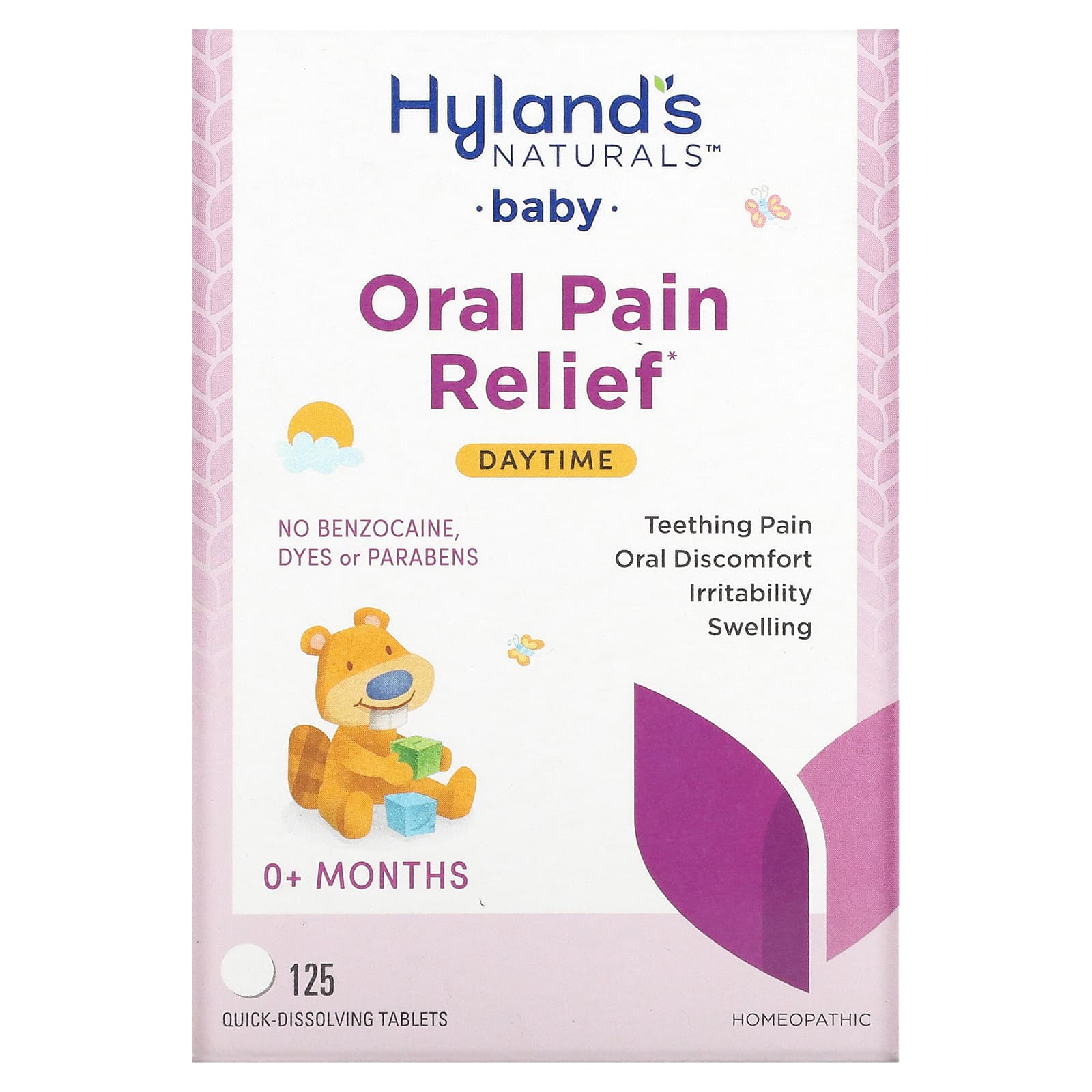 

Hyland s Naturals, для немовлят і дітей раннього віку, засіб від болю в порожнині рота, денний прийом, вік від 0 місяців, 125 швидкорозчинних таблеток