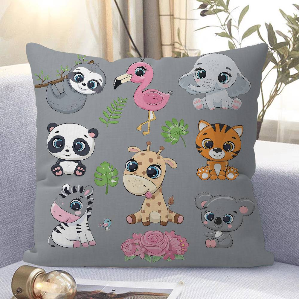 

Мультяшный милый чехол для подушки с животными, съемный, моющийся, наволочка – мягкий лен для любого сезона 12x12Inch