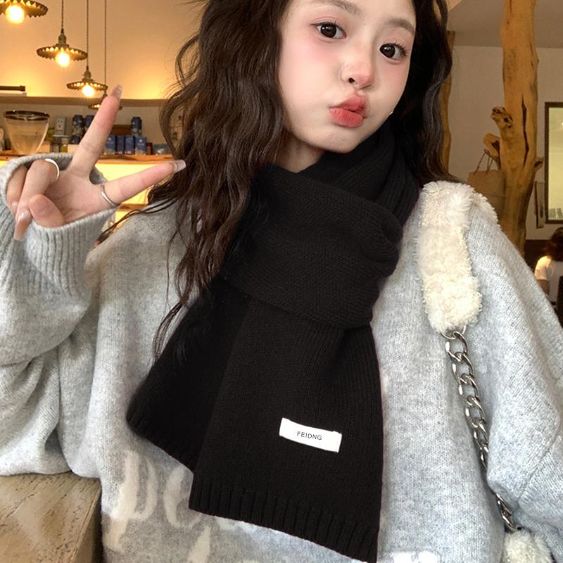 2025 Autumn And Winter  Korean Version Ing Style Solid Color Scarf Student Warm Knitted Versatile Couple Scarf