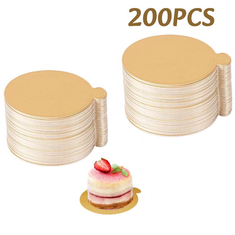 100/200PC Golden Cardboard Mousse Cake Base Round Cardboard Tray Pastry Dessert Display Mat Board Wedding Festival Cake Tool