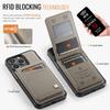 For iPhone 15 Pro Max Case AUTSPACE A12 Leather Phone Case with Detachable Card Bag